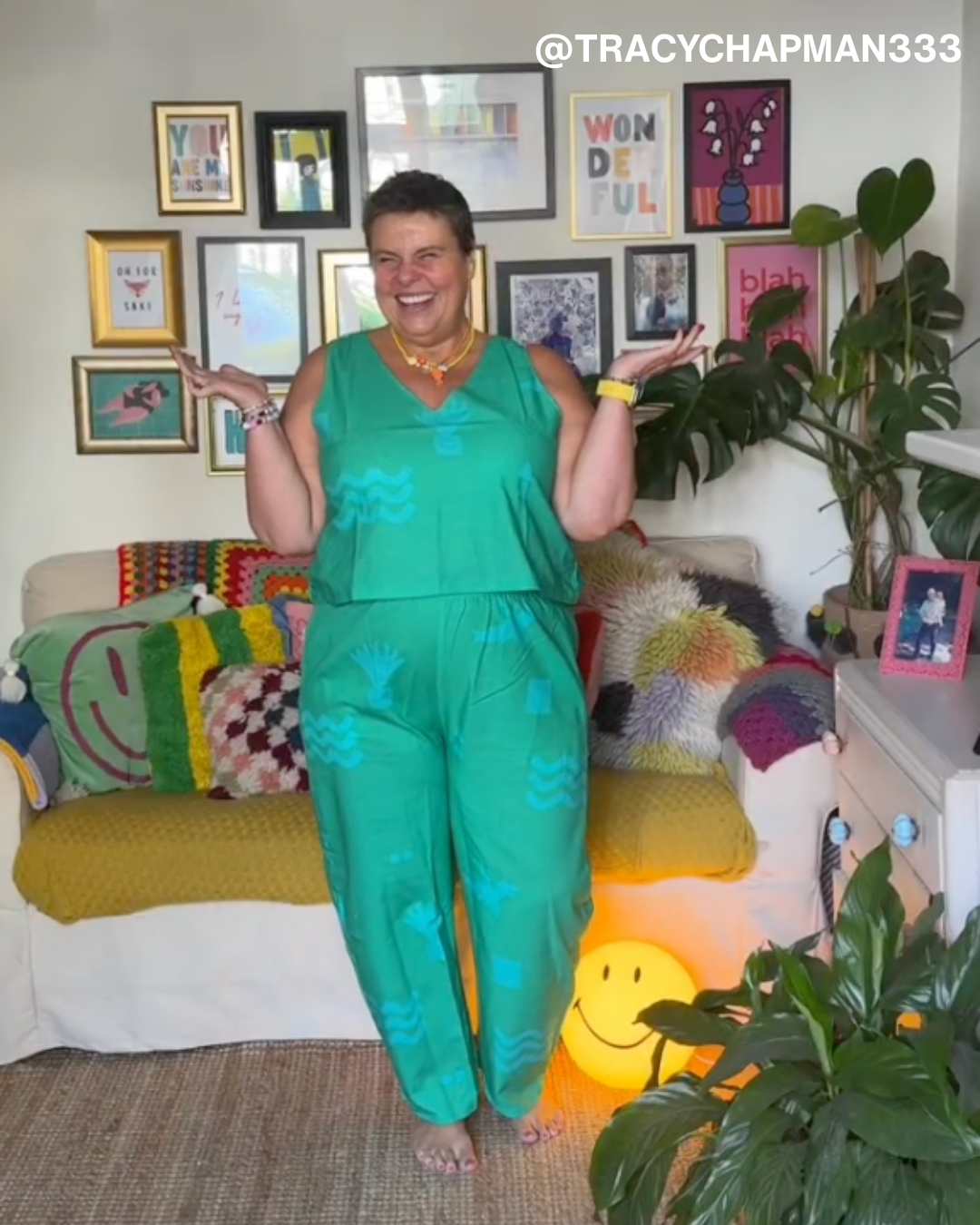 Organic Cotton & Linen Balloon Trousers in Meadow Flow