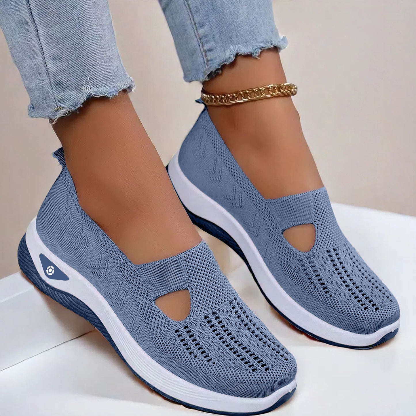 Mesh Flats Shoes Fashion Breathable Non-slip Soft Bottom Casual Shoes For Women