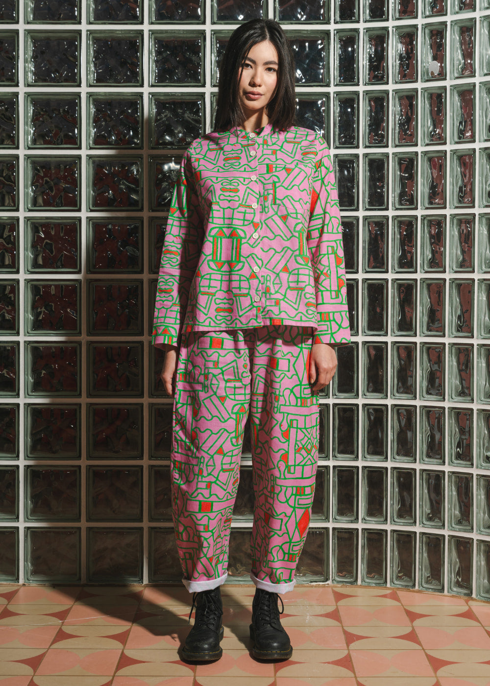 Organic Cotton and Linen Shirt in Blush Horizon