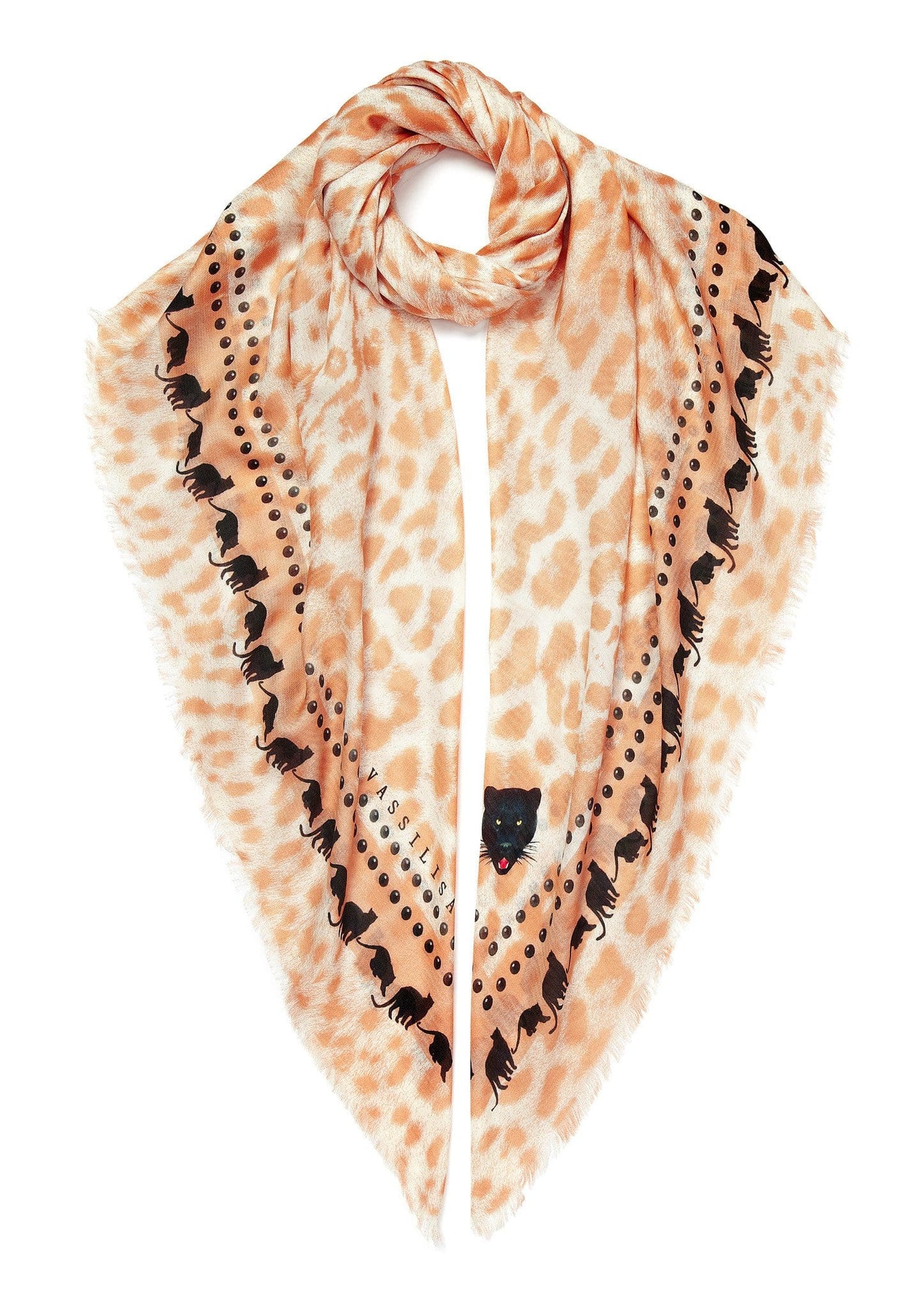 VASSILISA Scarf in Beige Colour: Leopard Print