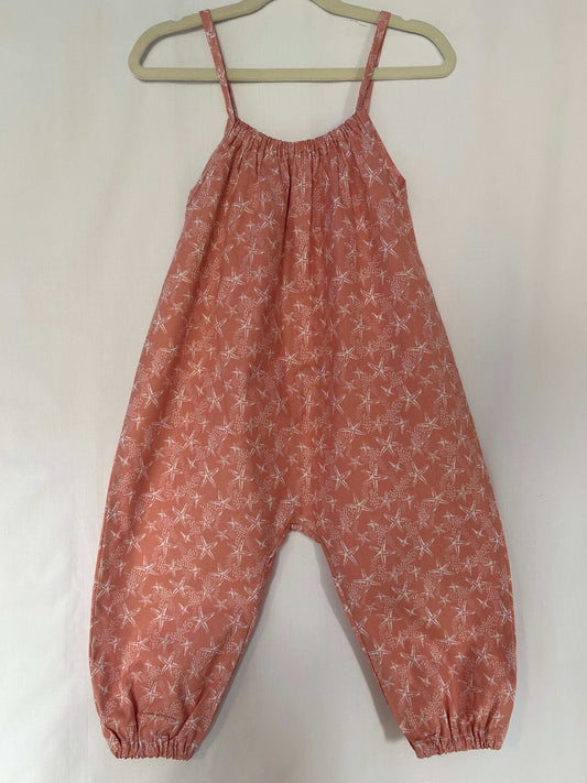 Coral Seaside Cotton Romper