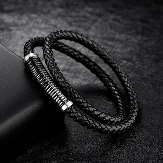Double Coil Genuine Leather Bracelet