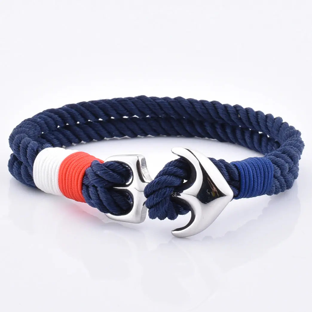 Men's Nylon Thread Bracelets Steel Anchor