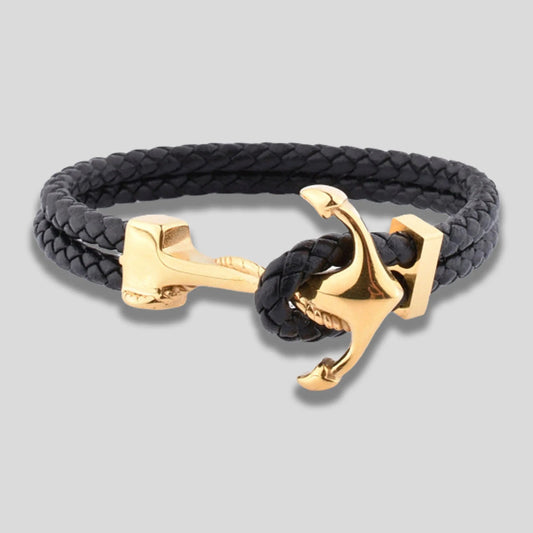 Men's Style Blue Gold Plated Anchor Bracelet