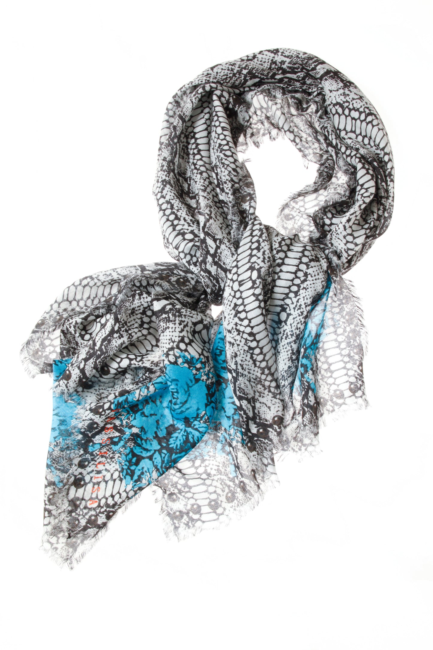 VASSILISA Scarf White: Snake Print