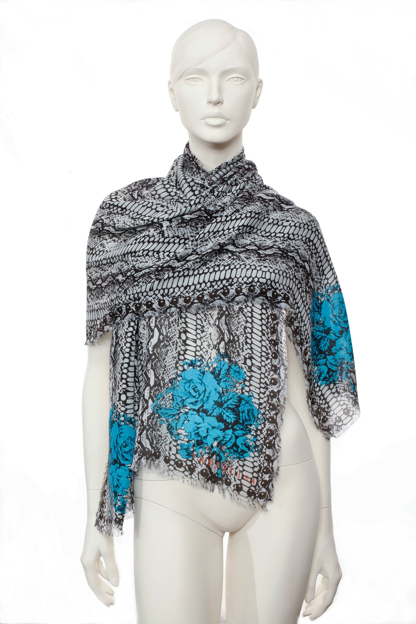 VASSILISA Scarf White: Snake Print