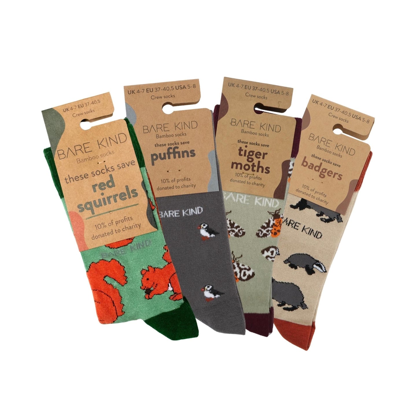 UK Wildlife Bundle of 4 Bamboo Sock Set