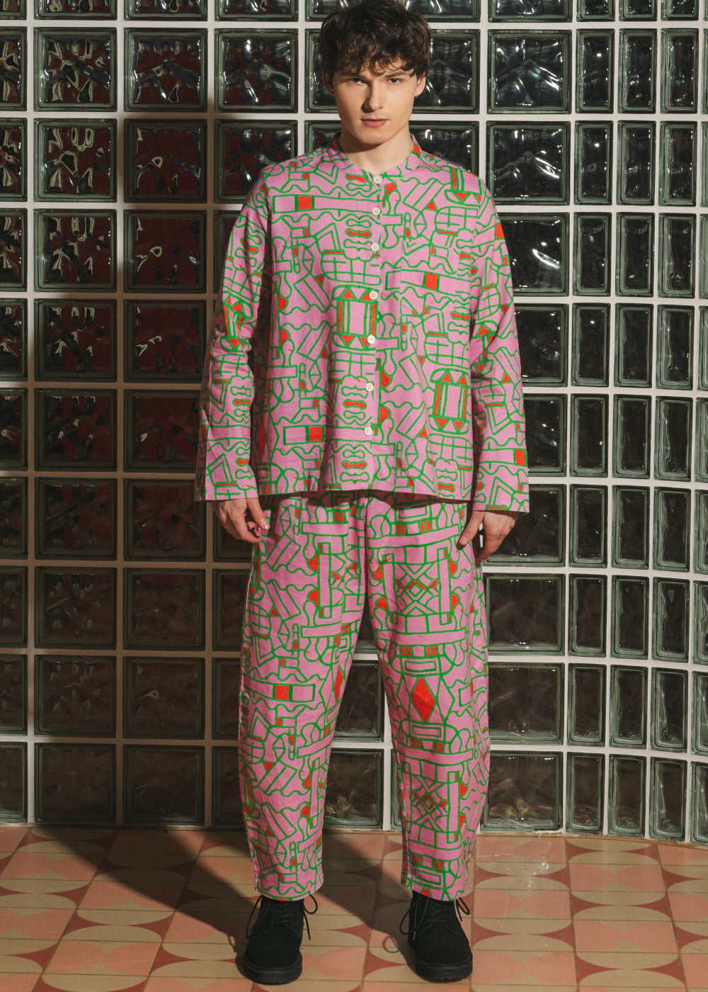 Organic Cotton and Linen Shirt in Blush Horizon