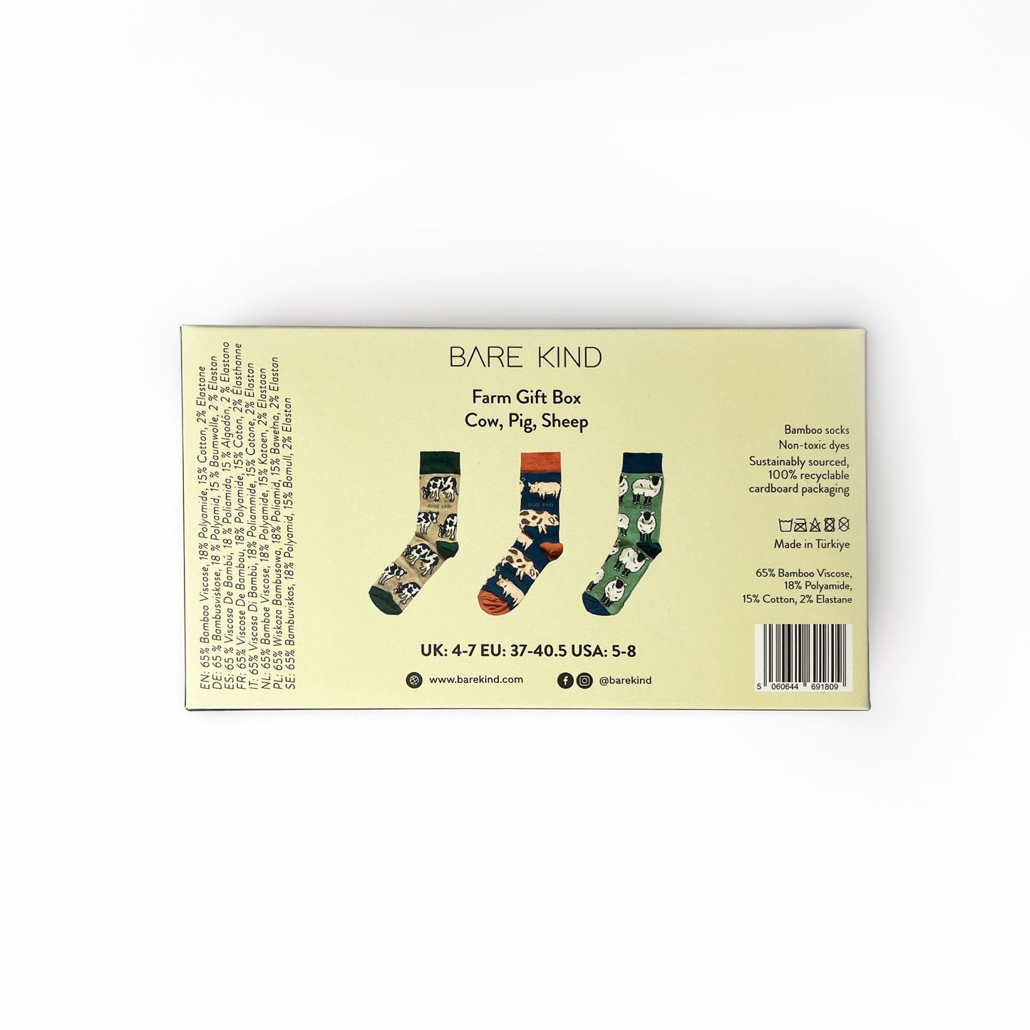 Farm Animals Bamboo Socks Gift Box of 3