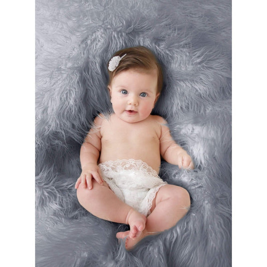 Luxury Faux Fur Baby Blanket  - grey
