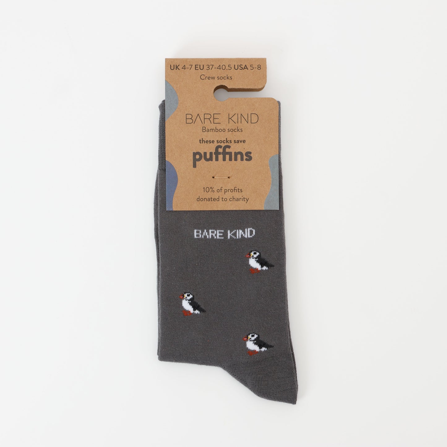 Save the Puffin Small Motif Bamboo Socks