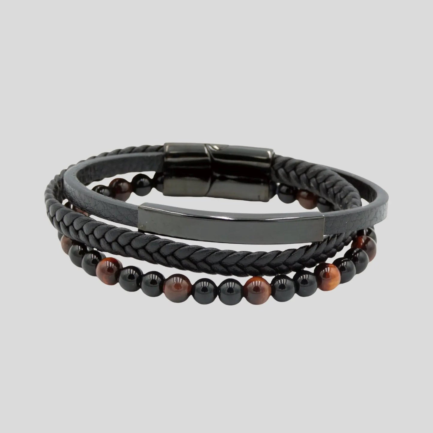 Black Agate & Tiger Eye Multi Bracelet - Black