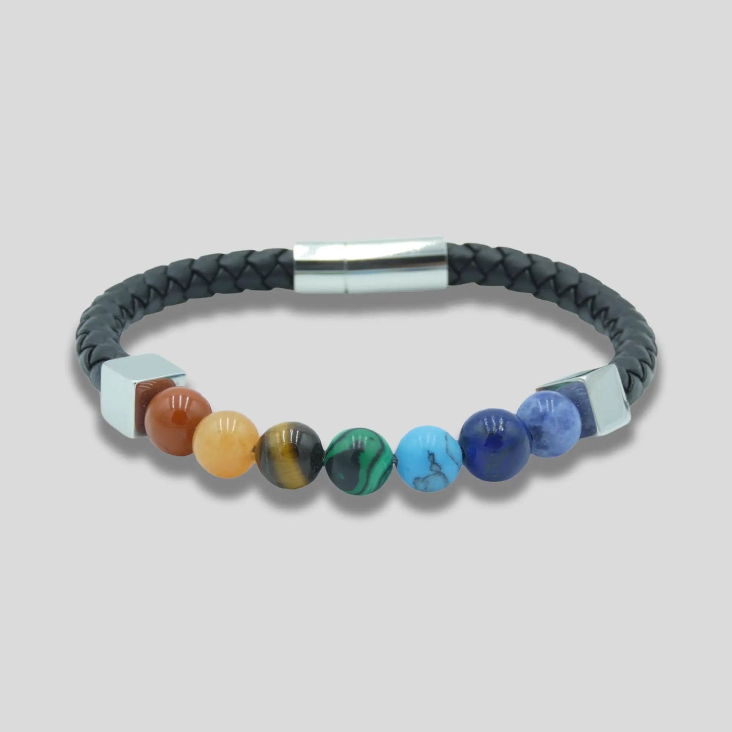 Black Leather Multi Bead Bracelet