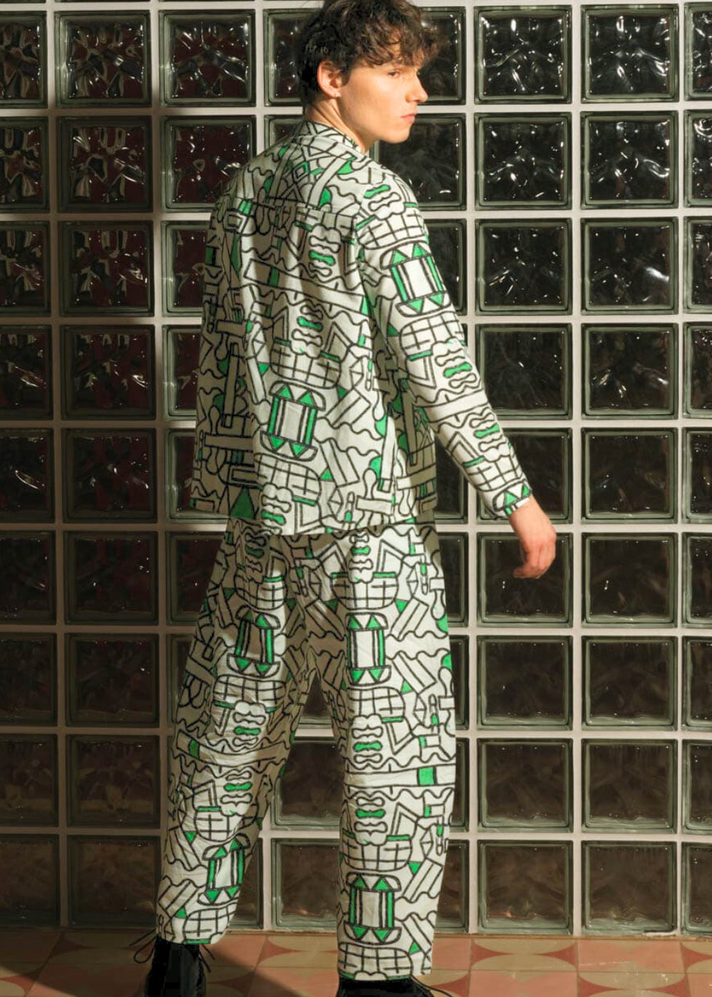 Organic Cotton and Linen Shirt in Circuit Garden