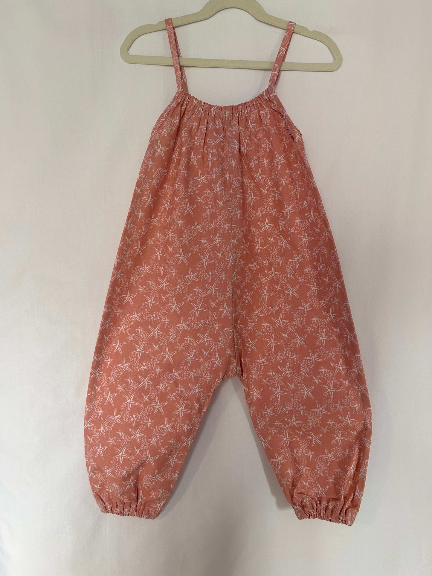 Coral Seaside Cotton Romper
