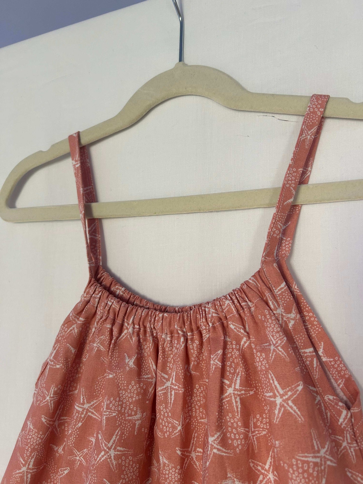 Coral Seaside Cotton Romper
