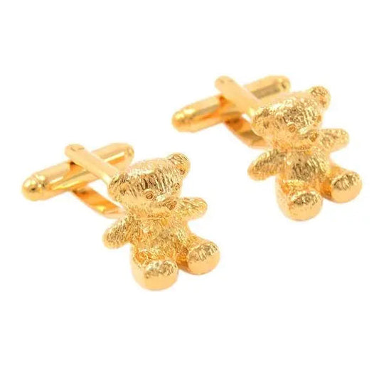 Cute Teddy Bear Cufflinks Gold