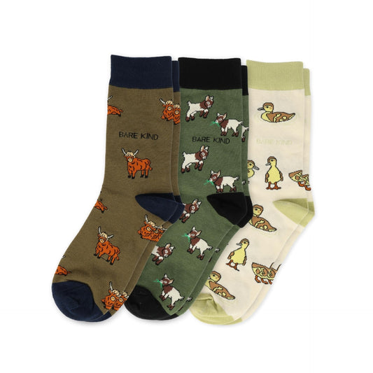 Farm Animals Bundle of 3 Bamboo Sock Set