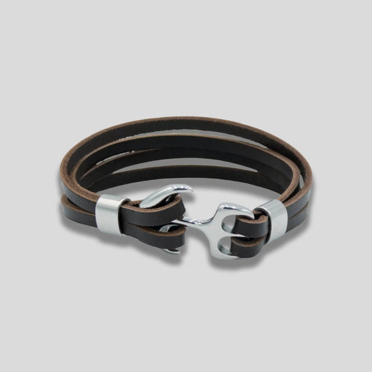 Genuine Leather Anchor Bracelet Brown