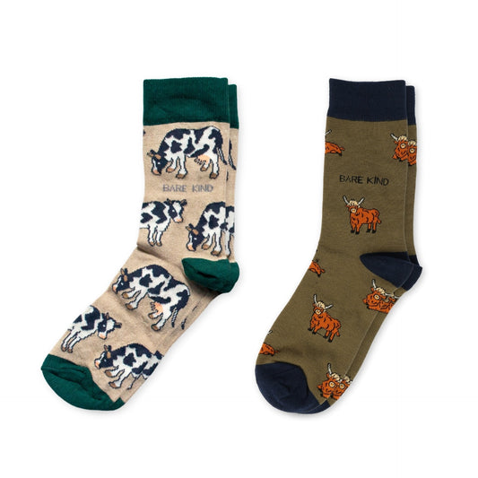 Green Cow Bundle of 2 Bamboo Sock Set