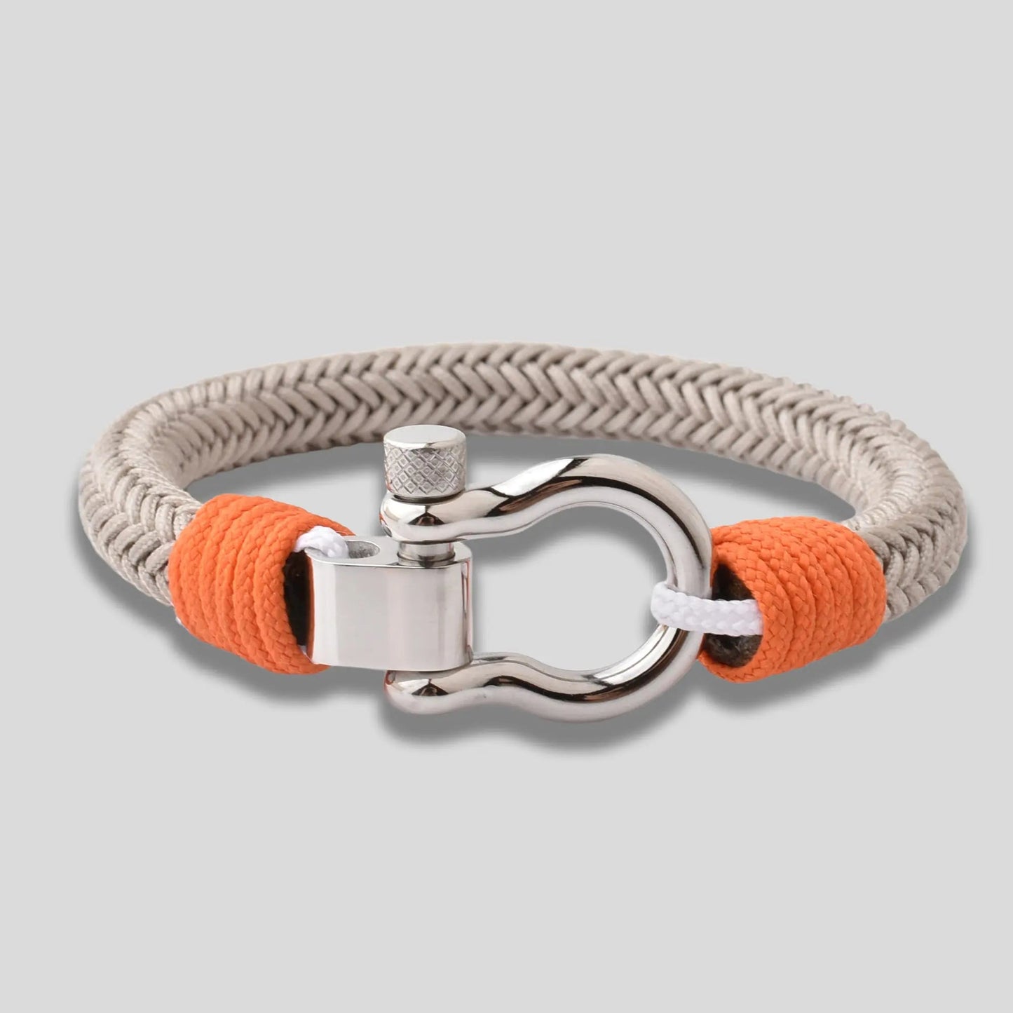 Men's Grey Nylon Stainless Steel Screw Shackles Bracelet