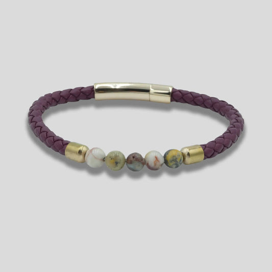 Red Leather Bracelet with Beads