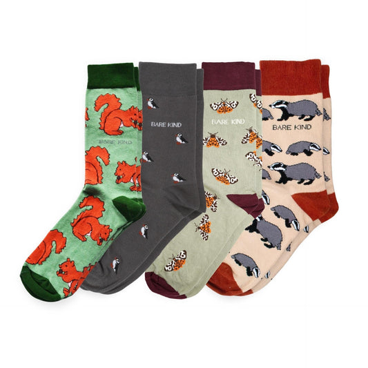 UK Wildlife Bundle of 4 Bamboo Sock Set