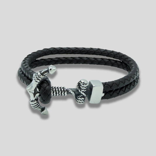 Viking Anchor Braided Bracelet - Brown