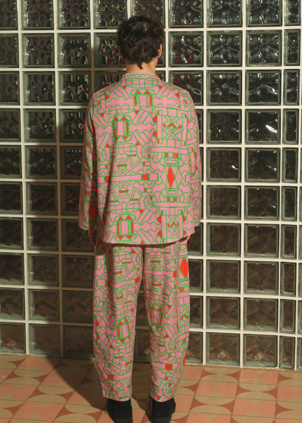 Organic Cotton and Linen Shirt in Blush Horizon