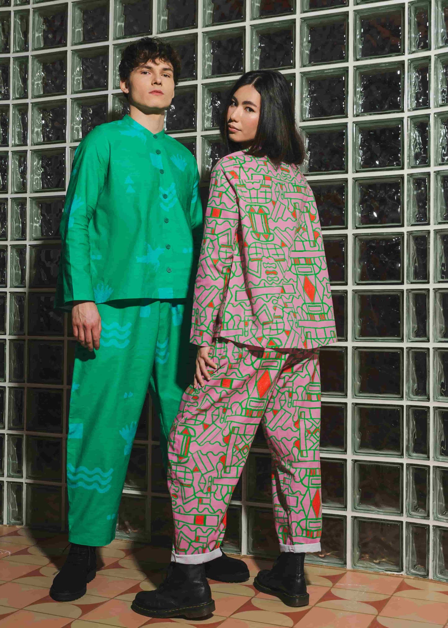 Organic Cotton & Linen Balloon Trousers in Meadow Flow