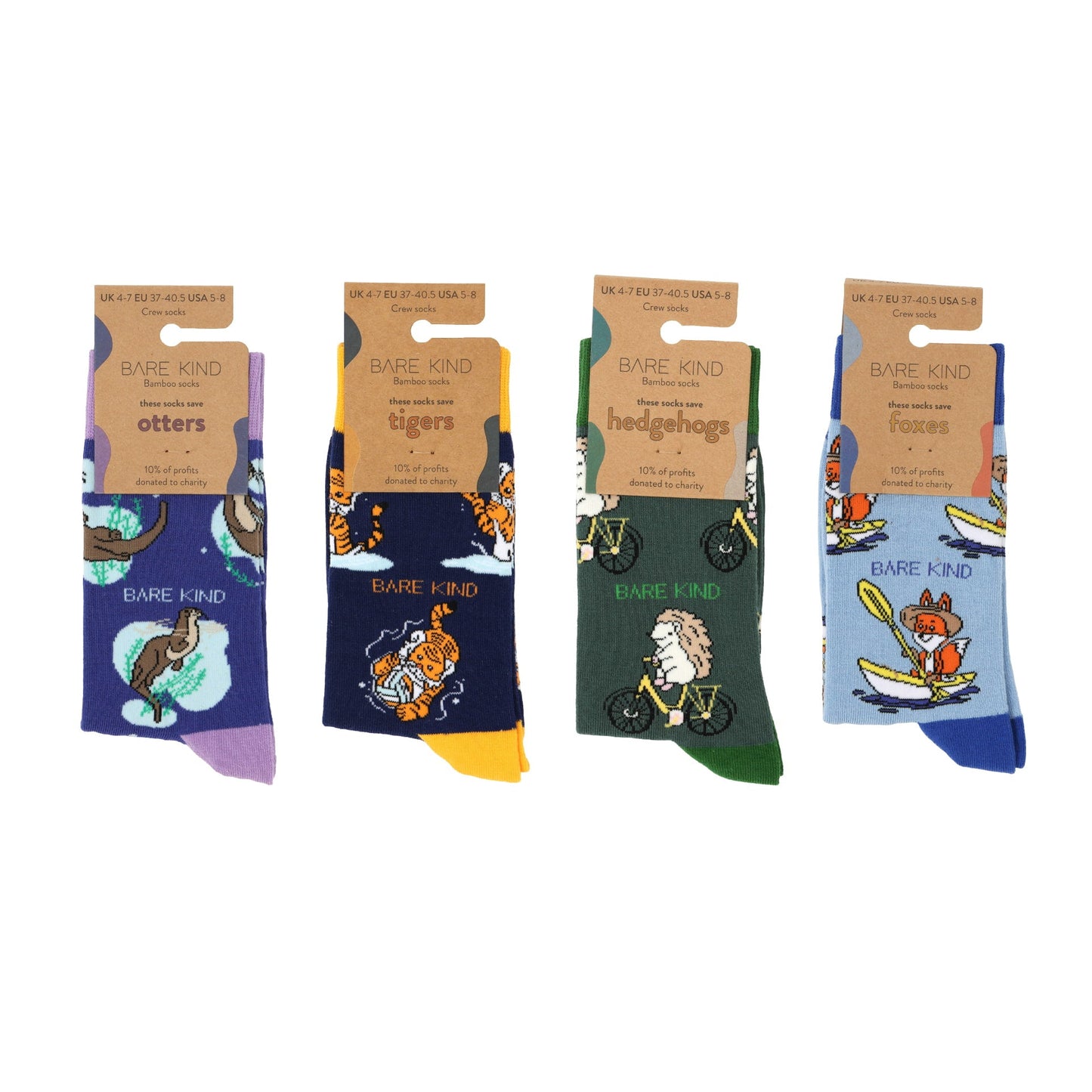 The Sporty Animals 4 Pack Bamboo Sock Set