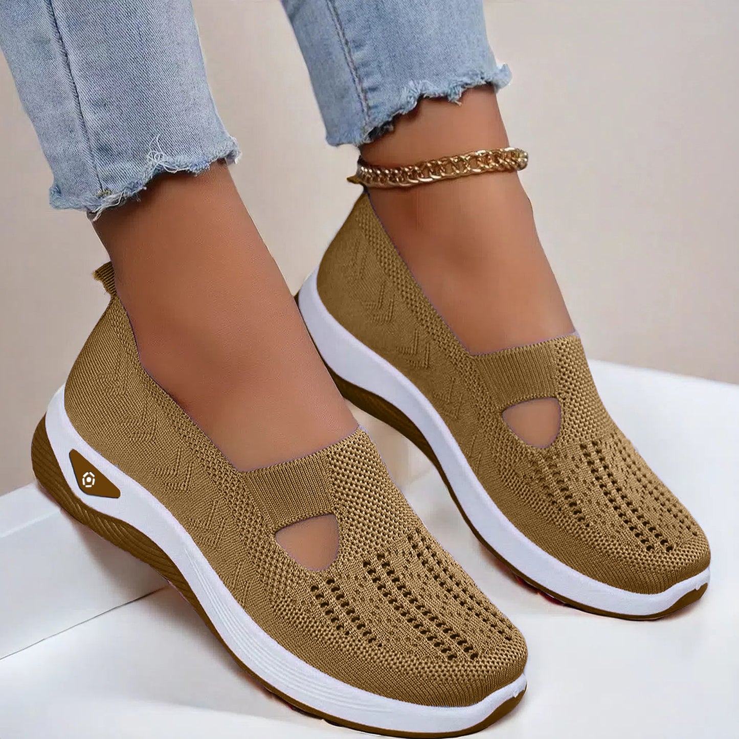 Mesh Flats Shoes Fashion Breathable Non-slip Soft Bottom Casual Shoes For Women