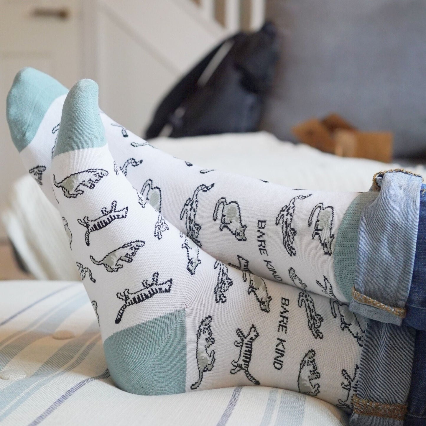 Green Cat Pet Pair Bamboo Sock Set