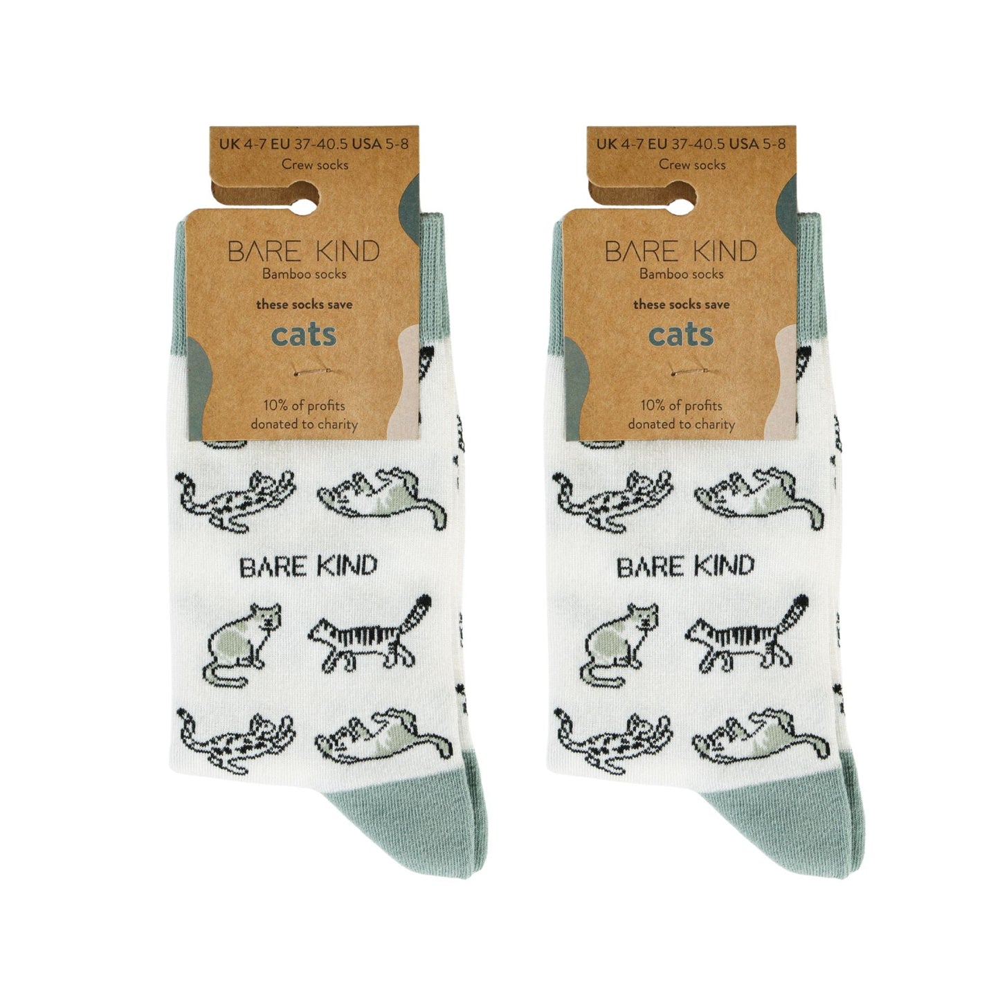 Green Cat Pet Pair Bamboo Sock Set