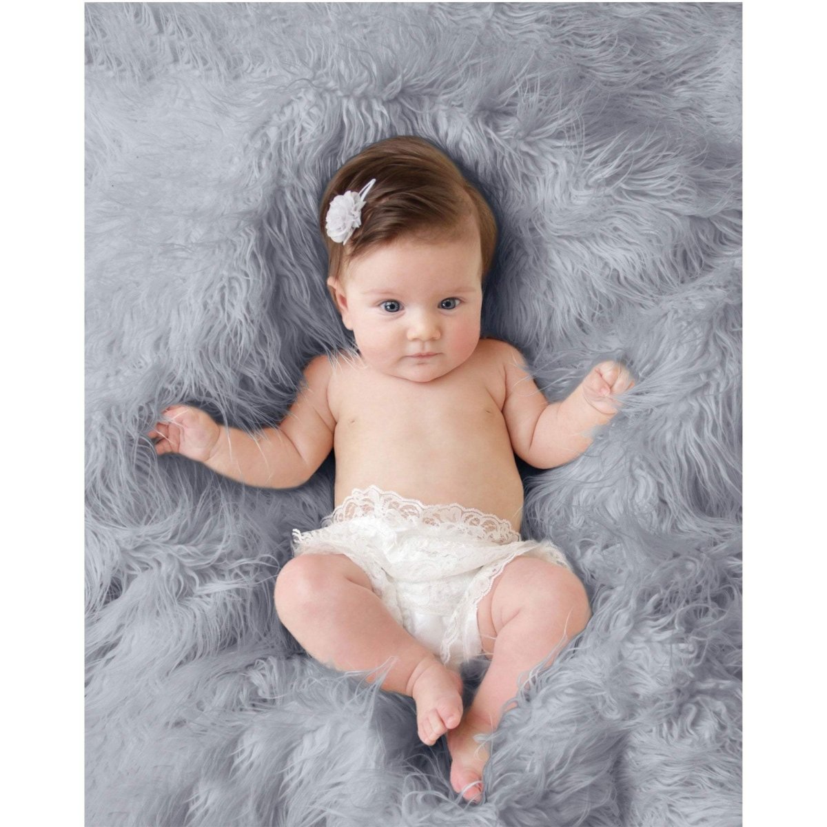 Luxury Faux Fur Baby Blanket  - grey
