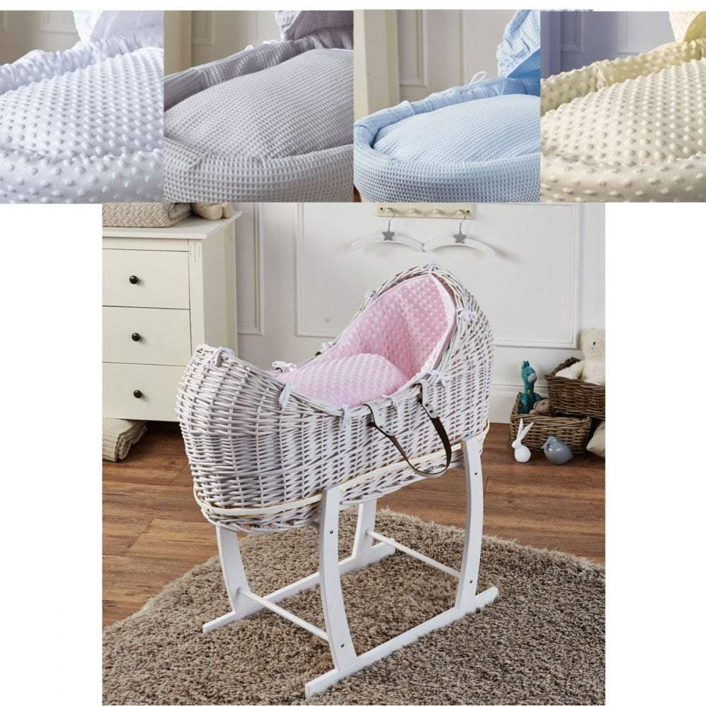 Wicker Deluxe Pod Baby Moses Basket With Stand